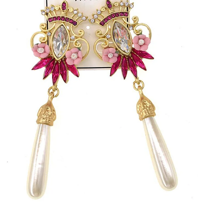 

Big Crown Drop Earrings For Women Ladies Baroque Style Statement Drop Earrings Party Jewelry Gift