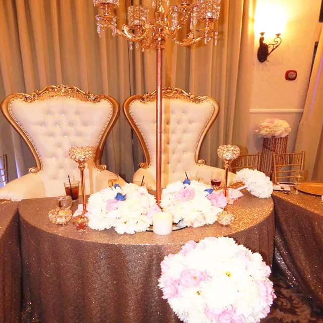 25 Pcs 275cm Round Sequin Table Cloth Rose Gold 25 Pcs 275cm Round Sequin Table Cloth Rose Gold Overlay For Wedding Party