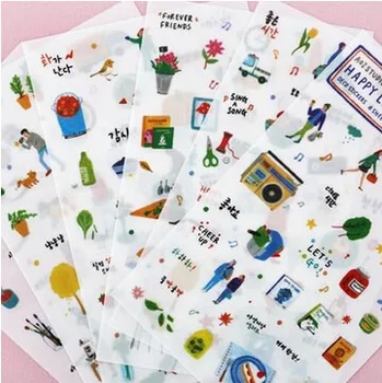 

Free ship!1lot=15set(90pc)!Casual living decorative Scrapbooking sticker / diary partner transparent PVC stickers
