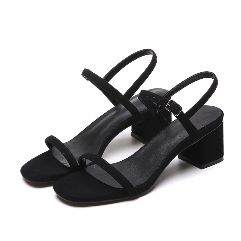 

Новинка; модные черные сандалии-гладиаторы; Летние офисные туфли на высоком каблуке; женские туфли-лодочки с ремешком и пряжкой; повседневная женская обувь; большие размеры 35-39