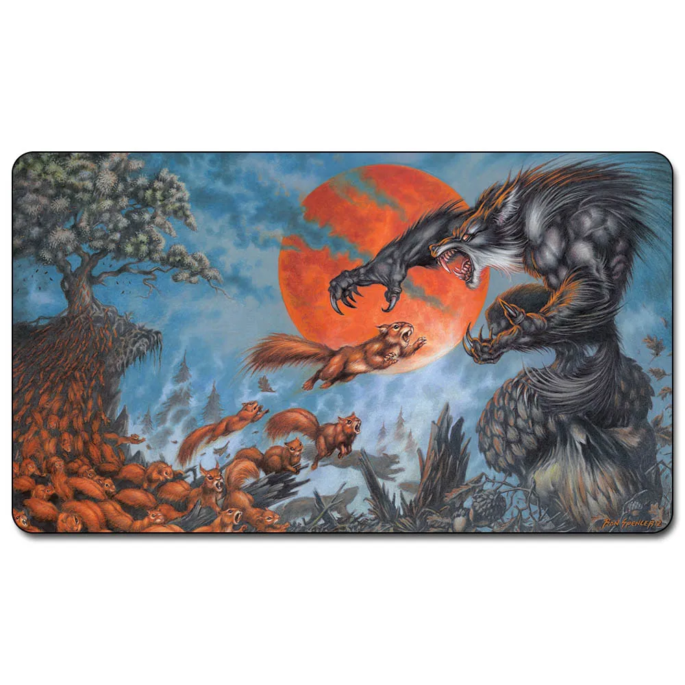 

full moon Squirrel VS Werewolf 60x35cm Magic Playmat Squirrel VS Werewolf Playmat for Board Game table mat