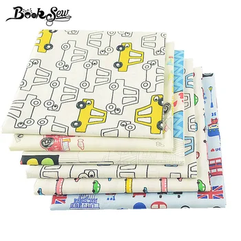 

Booksew 100% Cotton Twill Fabric 6Pcs/lot 40x50cm Child Car Design Home Textile Tecido Tissu Quilting Bedding Baby DIY Craft