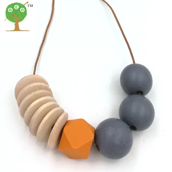 minimalist necklace Geometric Beaded wood beaded necklace unique necklace simple leather cord gift NW1904