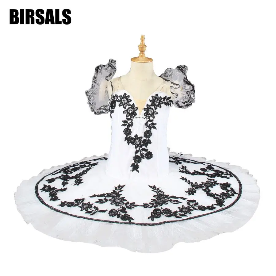 White Black Flower Performance Clssical Ballet Tutu Costume Stage Platter tutu Pancake WomenBT8984