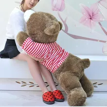 Милая лежа плюшевый мишка кукла красная полосатая скатерть игрушка плюшевый медведь Подарочная игрушка около 120 см