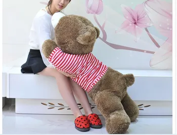 

The lovely lying Teddy bear doll red stripe cloth plush bear toy gift toy about 120cm