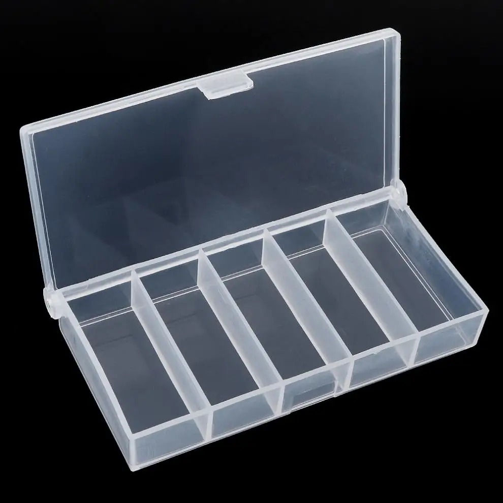 

Multifunctional Portable 5 Grid Compartments Transparent Storage Case Box Visible Plastic Fishing Tackle box