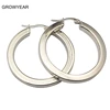 Stainless Steel Thick Flat Hollow Hoop Earring Silver Color Jewelry Women Casual Earring 1PCS 1