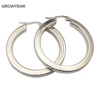 Stainless Steel Thick Flat Hollow Hoop Earring Silver Color Jewelry Women Casual Earring 1PCS 1
