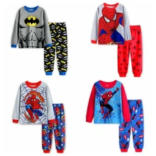 Новые осенние хлопковые Пижамные комплекты с длинными рукавами комплект одежды для мальчиков с героями мультфильмов, стильные пижамы для девочек, детская одежда для сна