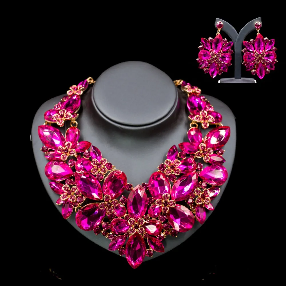 Колье и серьги с австрийскими кристаллами 6 цветов|necklace and earrings|crystal necklace earringsnigerian