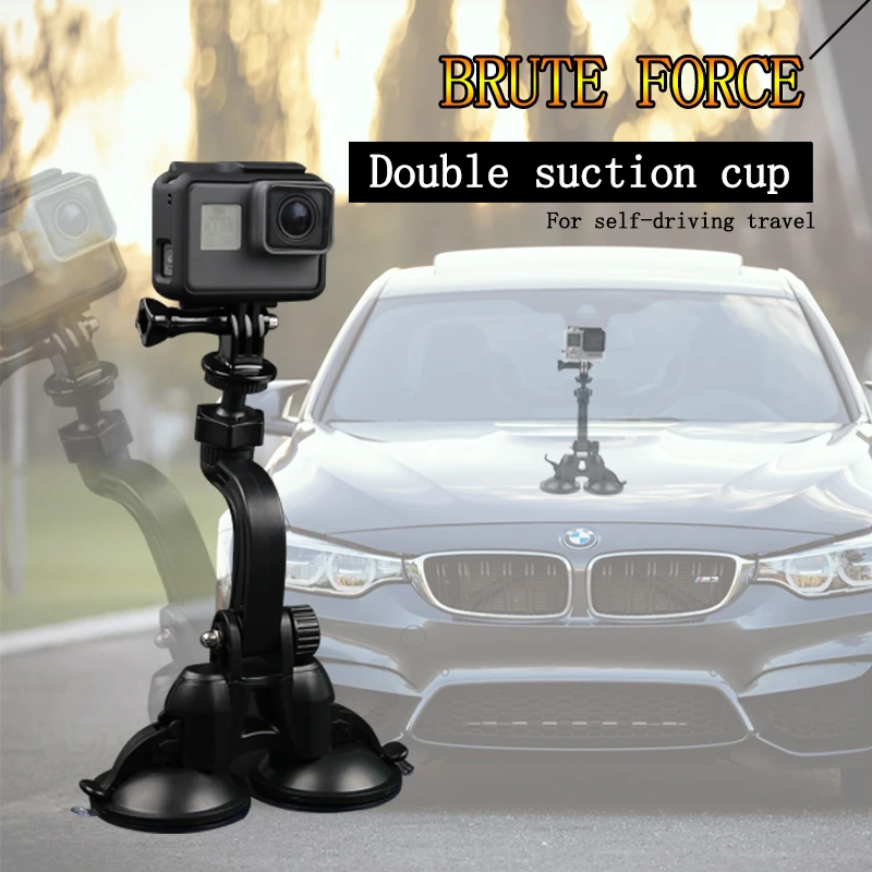 

2018 Car Double Sucker Holder Mount Suction Cup Bracket for GoPro Hero7 6 5 4 SJ4000 SJ5000 Mini Camcorder Action Camera
