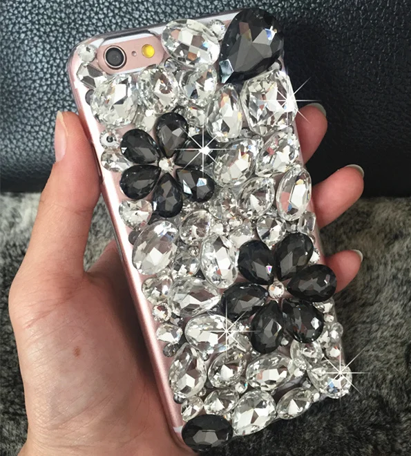 Черный складной чехол Dower Me Bling со стразами для Iphone 7 6 6S Plus 5 5C 4 Samsung Galaxy Note 3 2 S7/6 Edge S5/4/3 A8/7/5|case for iphone|case mecase plus |