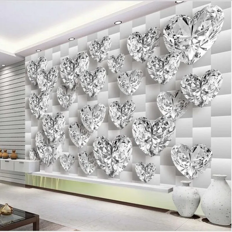 wellyu Custom large fresco diamonds long classic luxury high - end 3D backdrop fabric wallpaper papel de parede | Обустройство дома