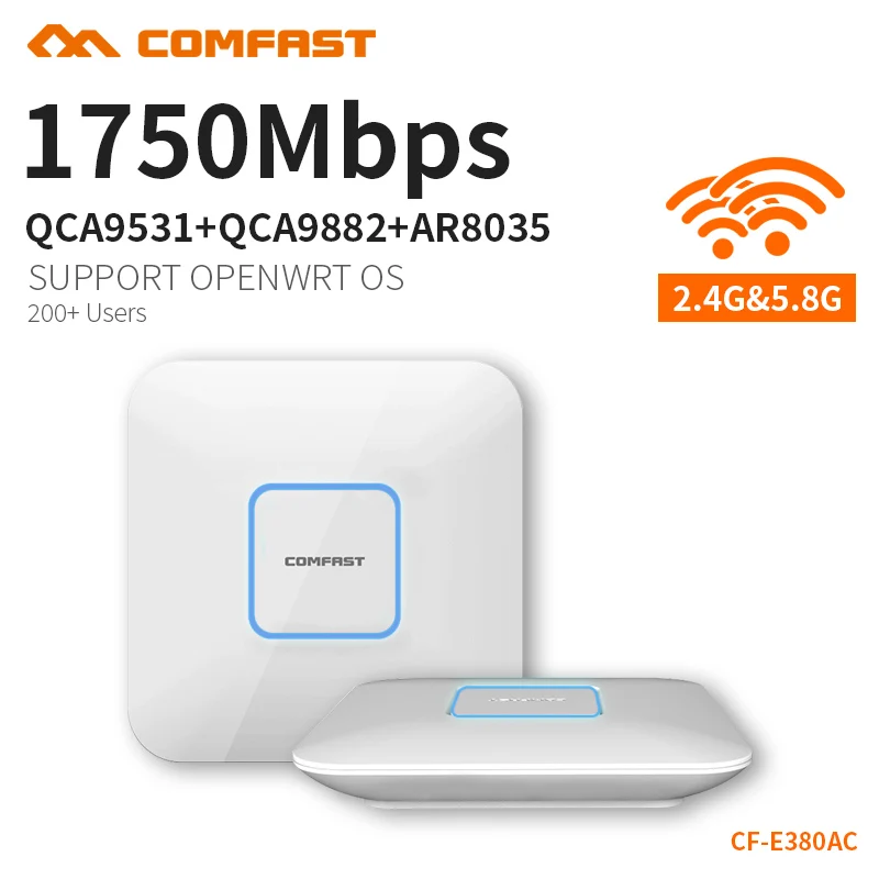 

Gigabit Router 1750Mbps AC wifi router 2.4G+5.8G Wifi Point Wi Fi ceiling wireless AP support openWRT 2PCS CF-E380AC