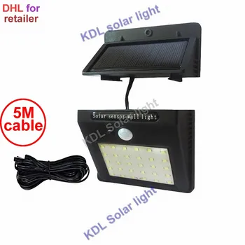 

30 led 500lm solar light split mount pIR motion 3 senser LEDs Waterproof Solar Pow IP new 20 5M cable street wall lamp for deck