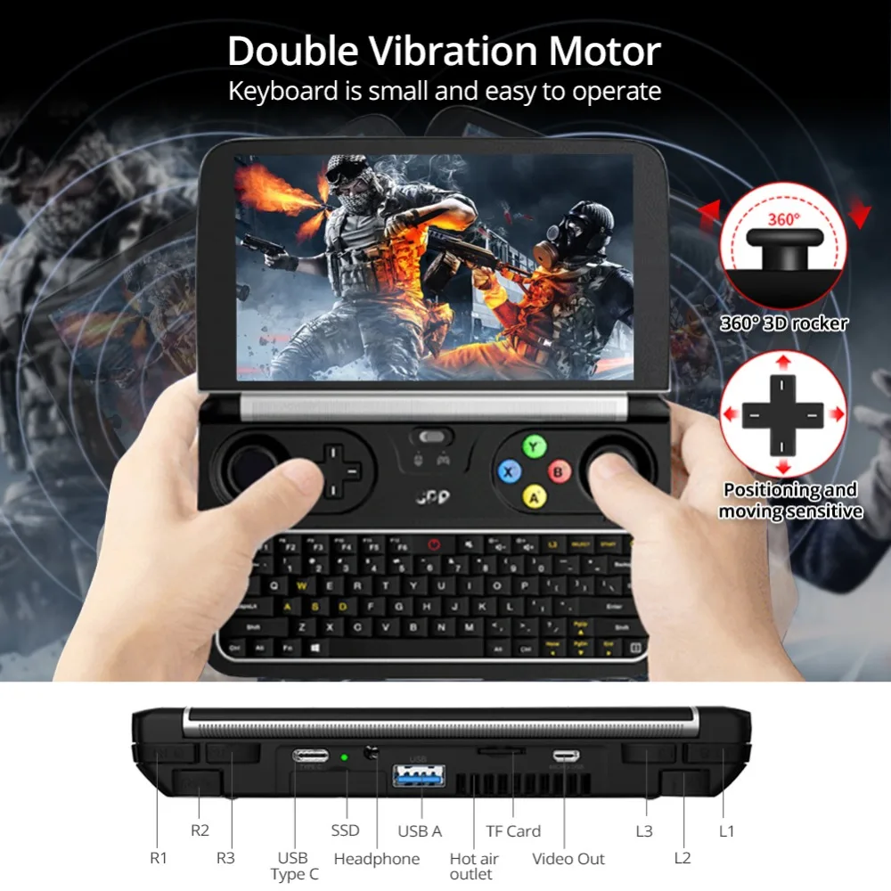 

New GPD WIN 2 6 Inch Handheld Gaming Laptop Intel Core m3-7Y30 Notebook 8GB RAM 256GB SSD Mini Pocket Laptop Windows 10 System