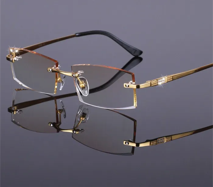 Оправа для очков, алмазная оправа с режущей кромкой, деловые титановые оправы для очков, мужские украшения, оптические очки - Цвет оправы: gold frame