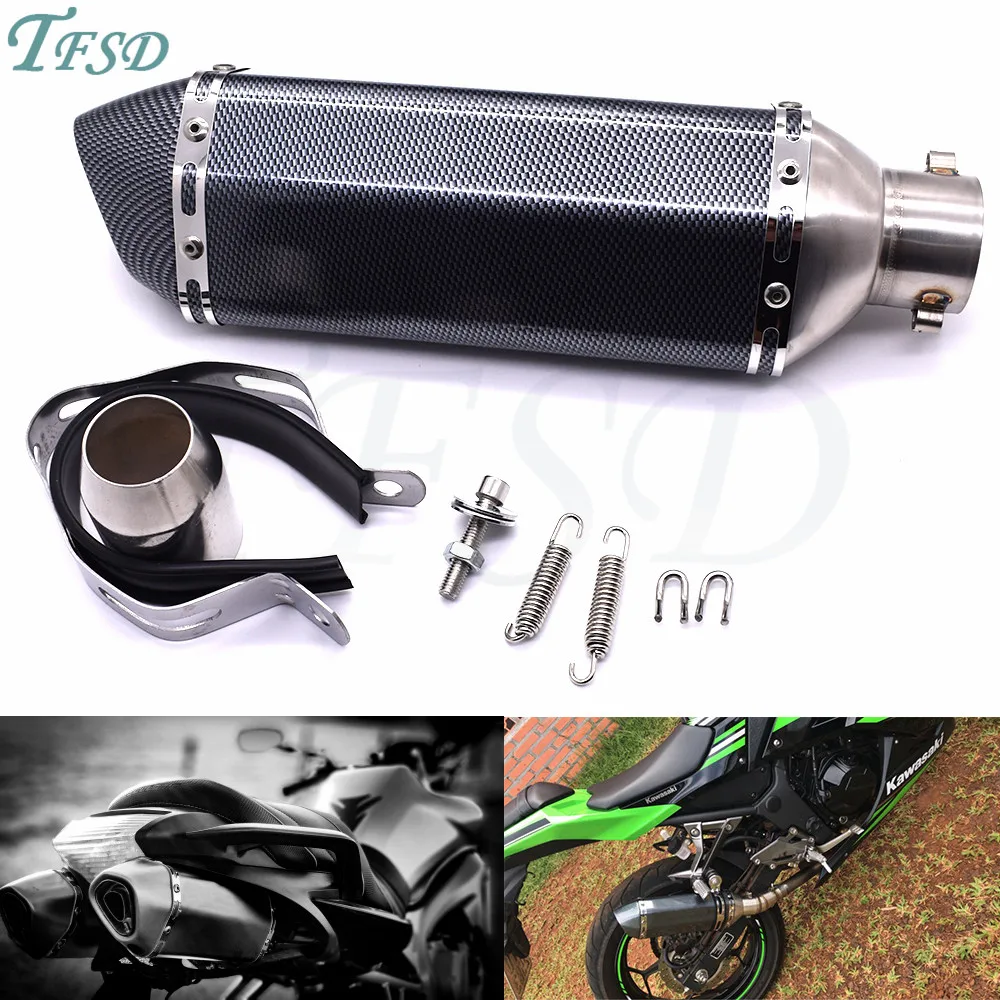 

36-51mm Universal Motorcycle Akrapovic Exhaust Modified Muffler Pipe for Kawasaki ZZR600 ZX6R ZX636R ZX6RR ZX9R ZX10R Z1000 ZX12