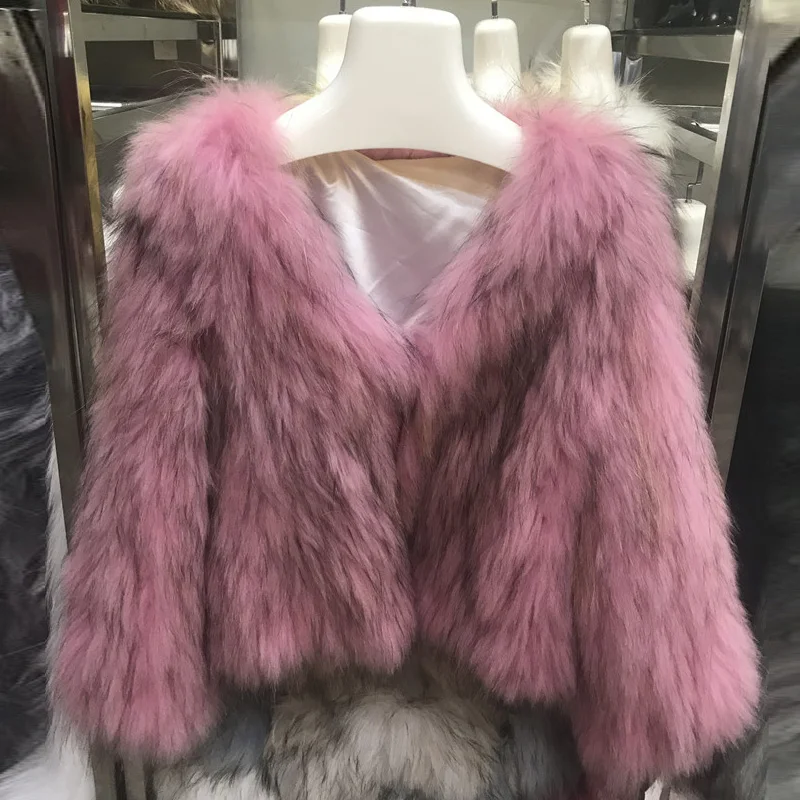 Pink De Fourrure Manteaux Outwear blue light Zdfurs Blanc Chaud Femelle Moelleux Et Court Vestes yellow Rose Pink Épais White Femmes Streetwear Manteau Réel D'hiver dark qIwXXBxtp