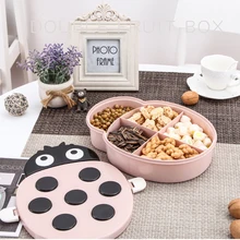 Полезная креативная мультяшная Божья коровка сухие орехи фруктовые конфеты коробка с крытой пятью разделенными отсеками Закуски Блюдо конфеты коробка для хранения