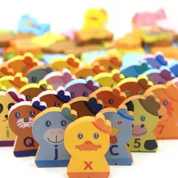 Новые Детские строительство образовательные игрушка строительные блоки животных мультфильм познавательная письмо Domino