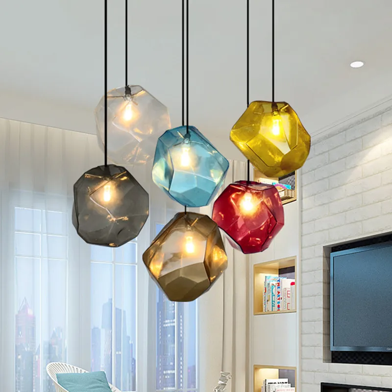 

Modern Minimalist Pendant Lights Creative Colorful Glass Pendant Lamps Restaurant LED Lamps Indoor Home industrial Lighting