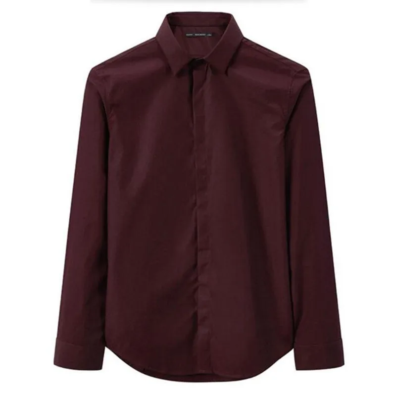 Handsome men's shirts the latest high quality customized wine red dress