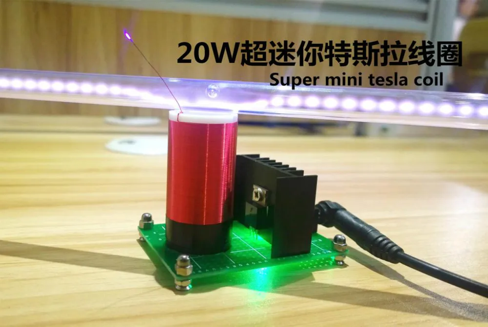 

Small tesla coil level 20 watts power super mini tesla's coil wireless transmission experiment