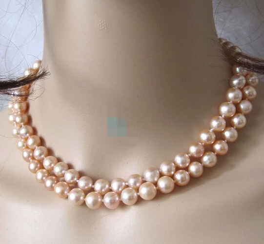 

HOT 001823 34" 8-10mm AA Natural Peach Pink Freshwater Pearl Necklace