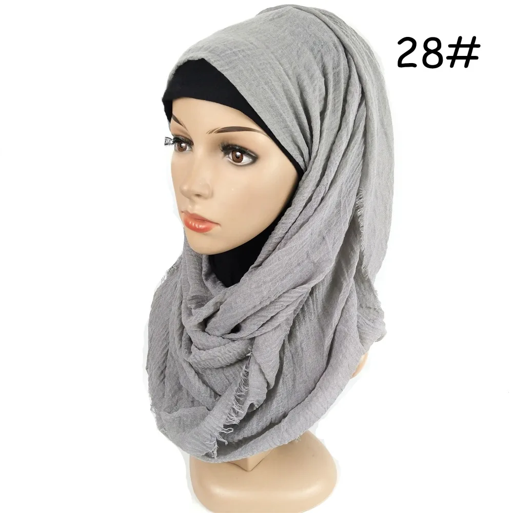 N12, 10 шт., высококачественный сморщенный хиджаб, шарф со складками, хлопковая вискоза, шарф, шаль без рисунка, мусульманская голова, хиджаб