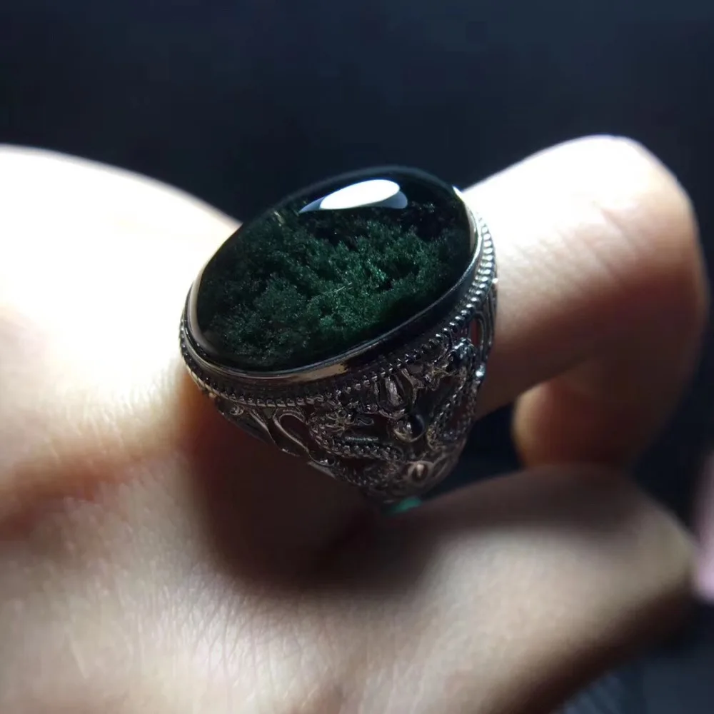 Кольцо с натуральным зеленым фантомным кварцевым кристаллом, регулируемое кольцо 22,3x13 мм, кольцо с бусинами Lucky Love AAAAA, ювелирное изделие, Прямая поставка