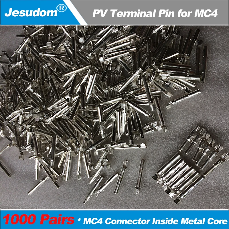 

Jesudom 1000Pairs x MC4 Male and Female Pin Inside Metal Core use for Solar Cable Connect MC4 Terminal Pin for MC4