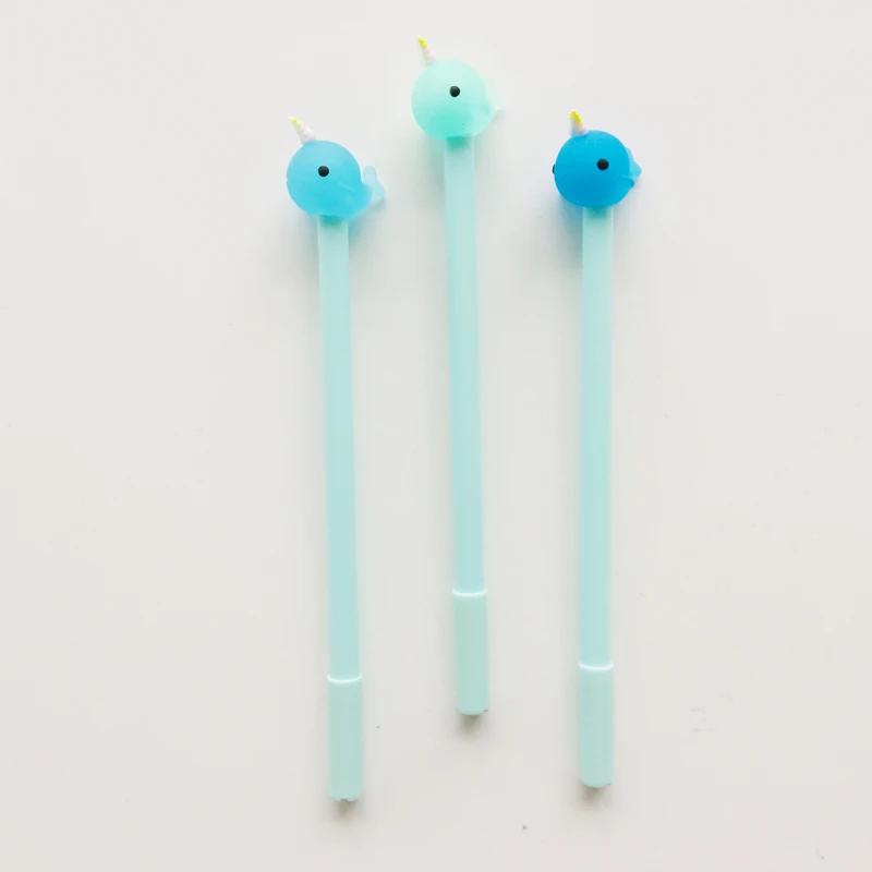 

2pcs/lot 0.5mm Black Ink Kawaii Silicone Dolphin Whale Gel Pen Writing Signing Pen School Office Supply Kids Gift Stationery
