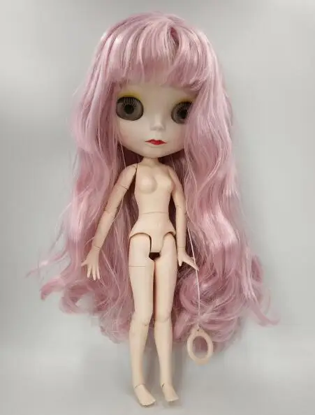 

Blyth doll, pink curly color hair,matte face, joined body