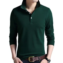 Мужская Высококачественная Новая модная рубашка поло, однотонная приталенная рубашка поло с длинным рукавом из мерсеризованного хлопка, Повседневная рубашка поло для мужчин s S-4XL