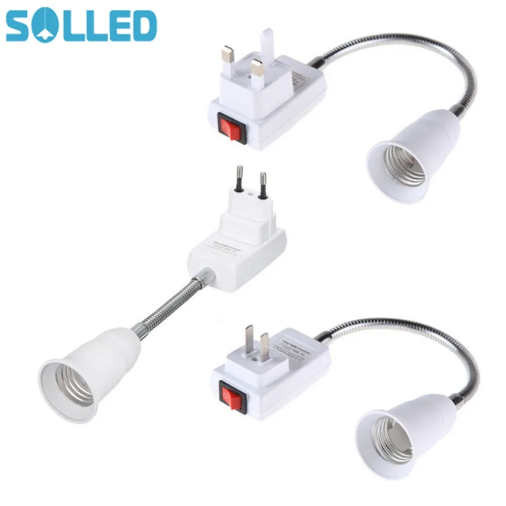 SOLLED AC 110 220V 6A E27 Light Lamp Holder Flexible Extension