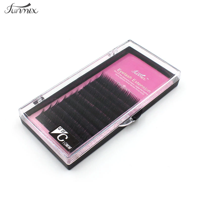 

Brand FunMix New C Curl Black Trays Individual Natural Fake False Eyelash Extension Fake Eye lashes makeup-factory