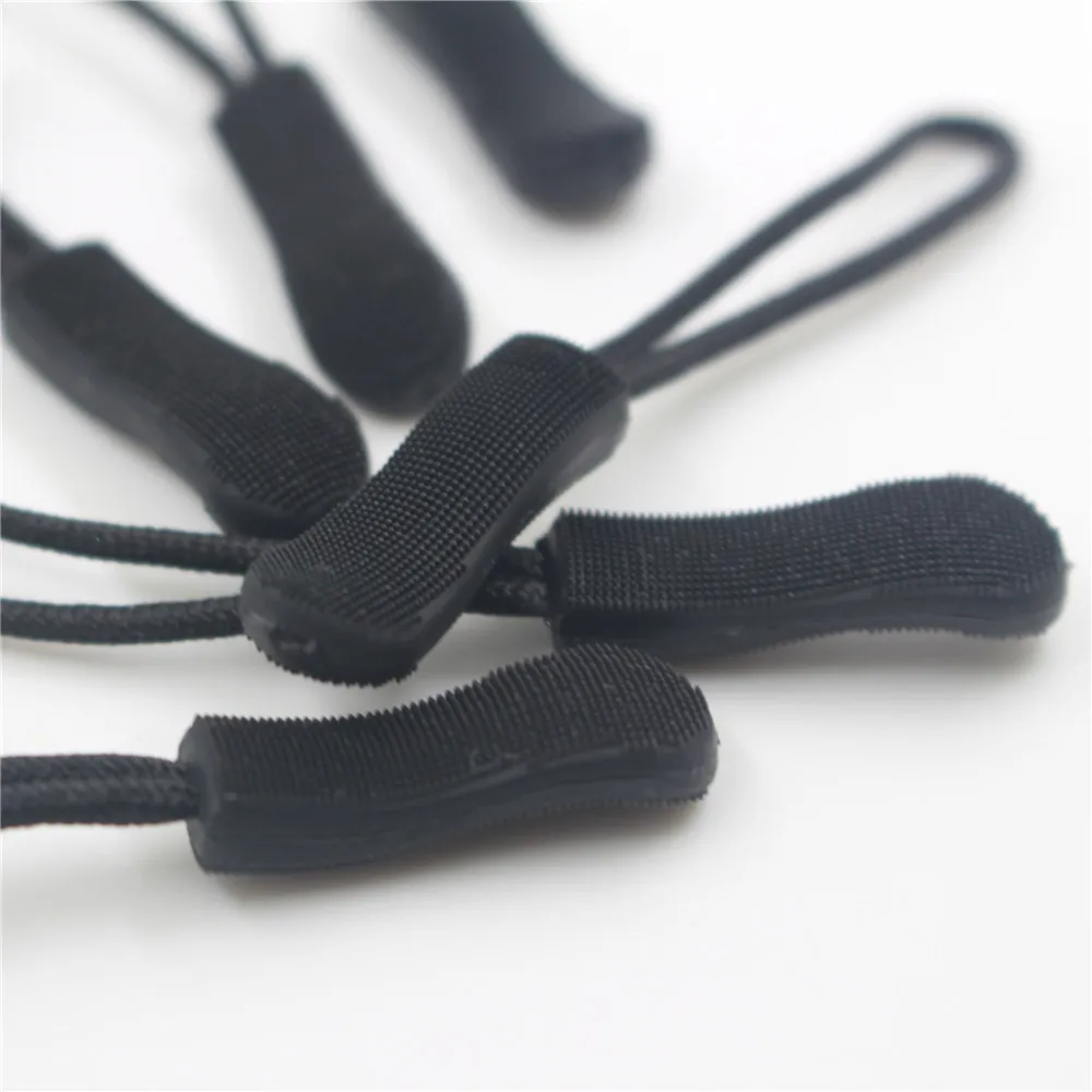 100Pcs Outdoor Camping Backpack No slip Zipper Pull Fit Rope Tag Fixer Zip Cord Zipper Rope Bag Suitcase Clothes Accessory Black