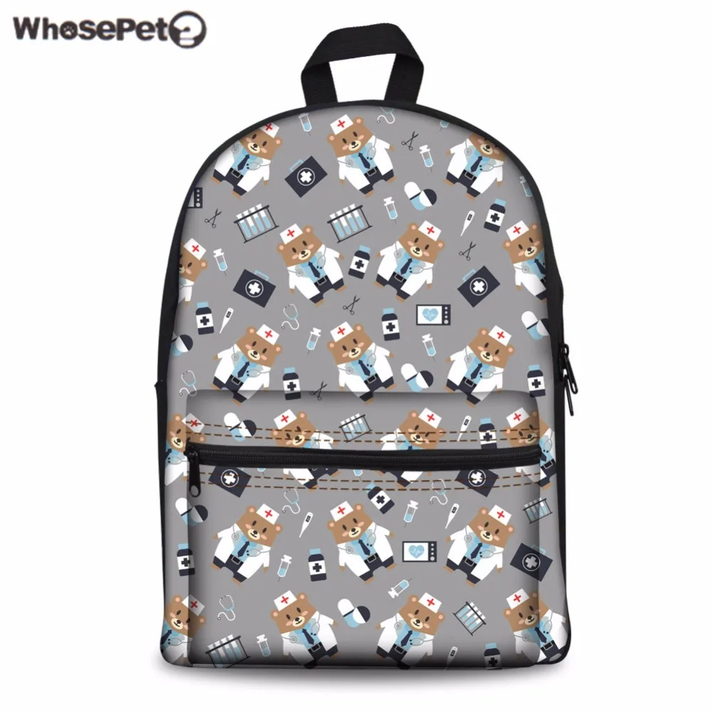 

WHOSEPET Women Backpack Cute Cartoon Bear Printing Rucksack Teenager Girls Collage Daypack Fashion Canvas School Backpacks Bolsa