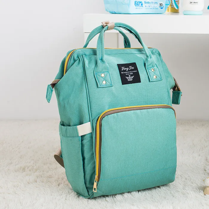 Модная сумка для мам, подгузник, Большая вместительная сумка для подгузников, рюкзак для путешествий, сумка для ухода за ребенком, женская модная сумка - Цвет: Зеленый