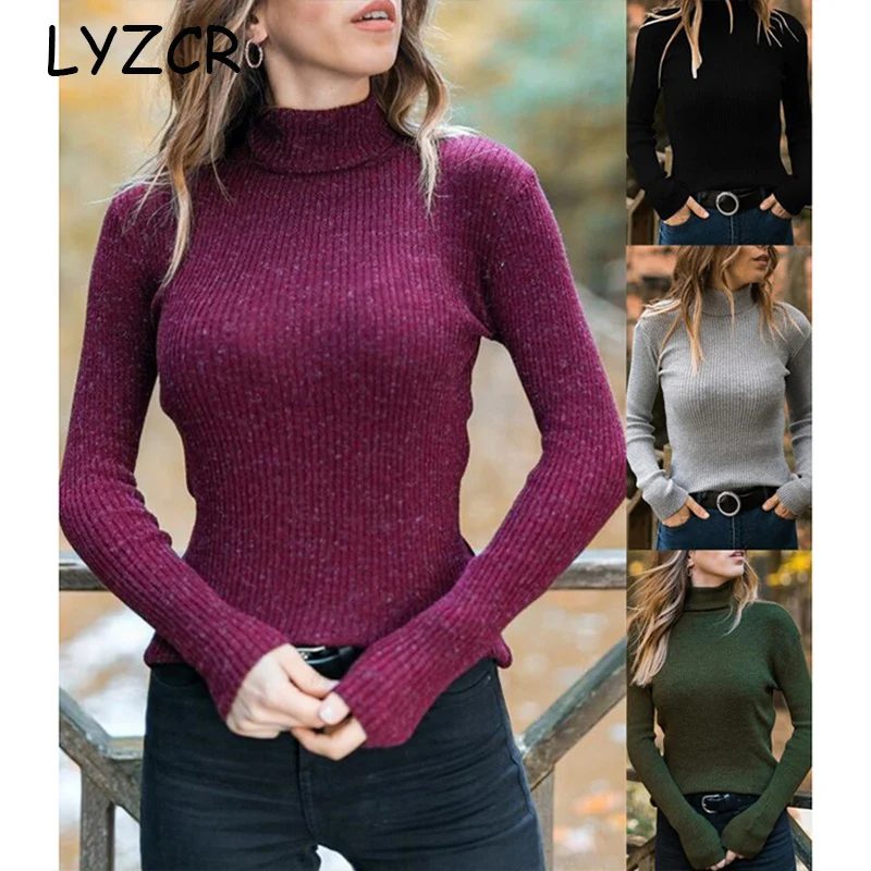 

Basic Knit Turtleneck Sweater Women 2019 Warm Slim Autumn Winter Sweater Women Pullovers Kintwear Sweaters Female Pull Femme