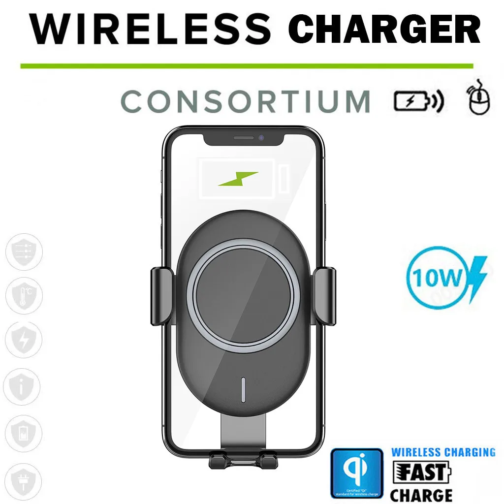 

Air Vent Mount Phone Holder 10W Qi Wireless Car Charger For iPhone/XS/Max/X/8 Car Charger Phone Charge Quick Charge Charging