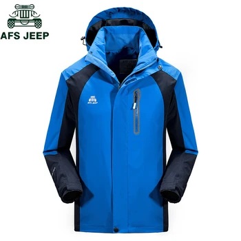 

AFS JEEP Waterproof windproof Jacket Coat Men Plus Size 4XL Casual Windbreaker Military Outerwear Hat Detachable veste homme