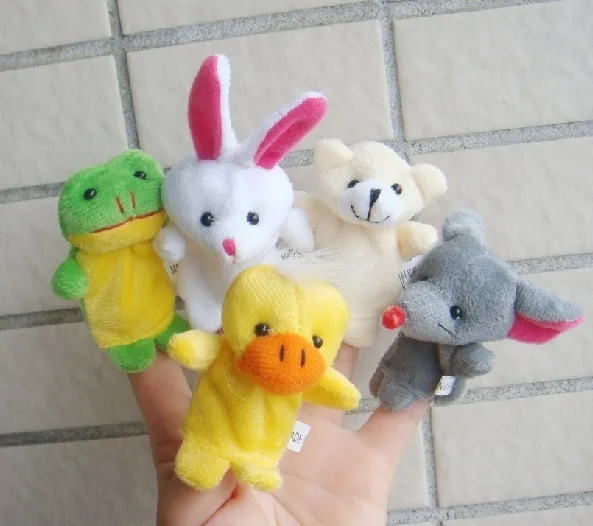 10Pcs Animal Finger Puppet Plush Toys Cartoon Biological Child Baby Favor Doll Kids Gifts Free shipping Random Color