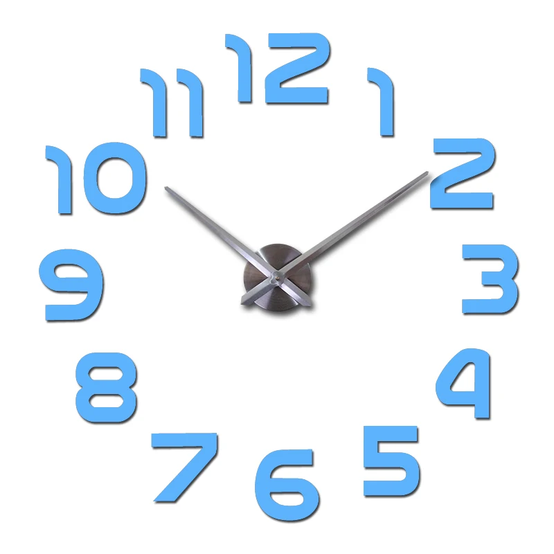Современные diy акриловые зеркальные модные настенные часы 3d большие кварцевые наручные часы гостиная украшение дома натюрморт серебряные наклейки - Цвет: Sky Blue