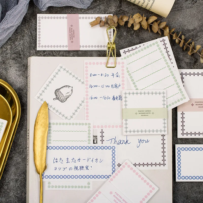 

30sheet Vintage Memo Pad Retro Frame Branch Flower Memo Pads Agenda Notepad Stationery Word Pocket Book Planner List Notebook