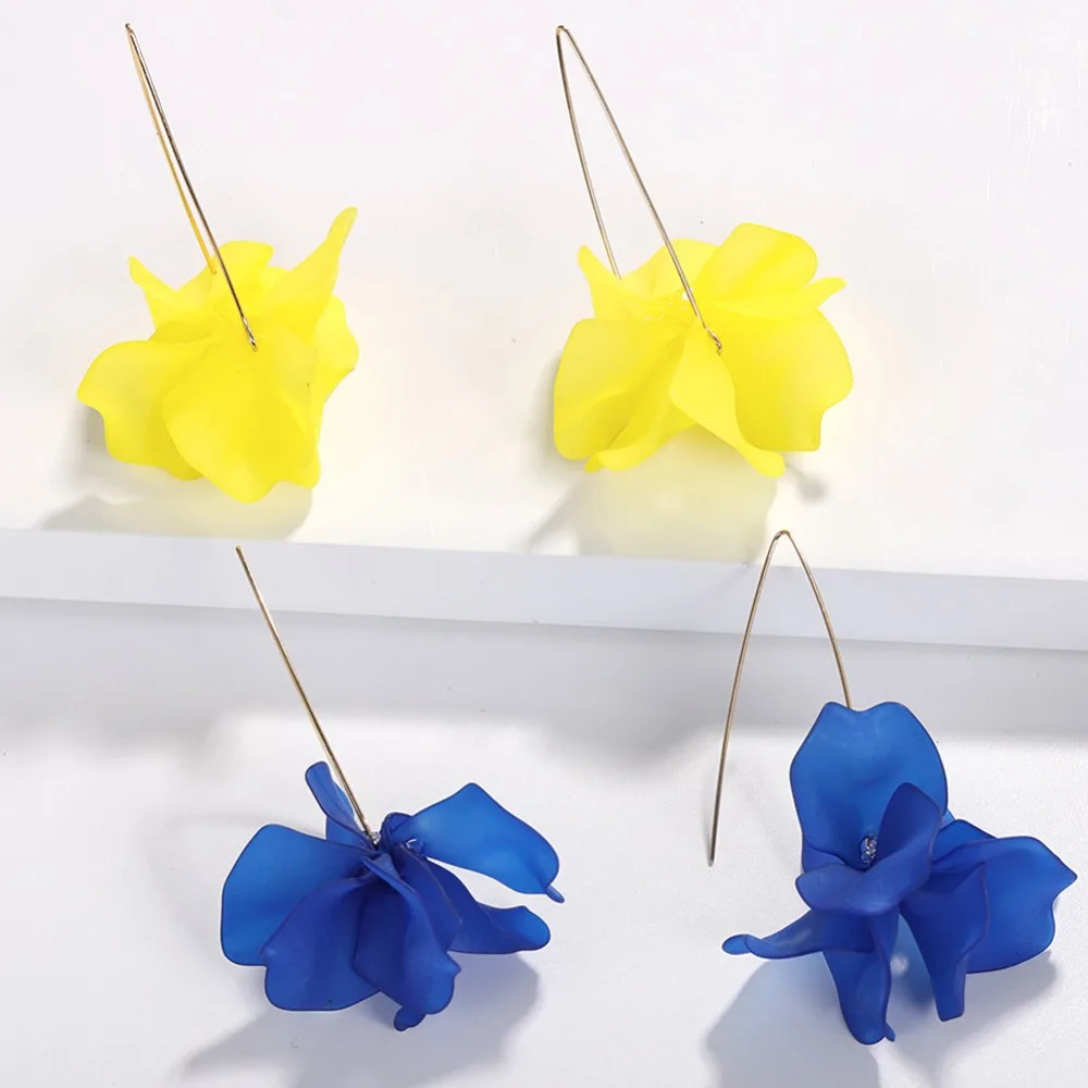 

Fashion Resin Flower Long Earrings Petal Earrings Stud Charm Flower Petals Leaves Long Earrings For Women Gift Jewelry