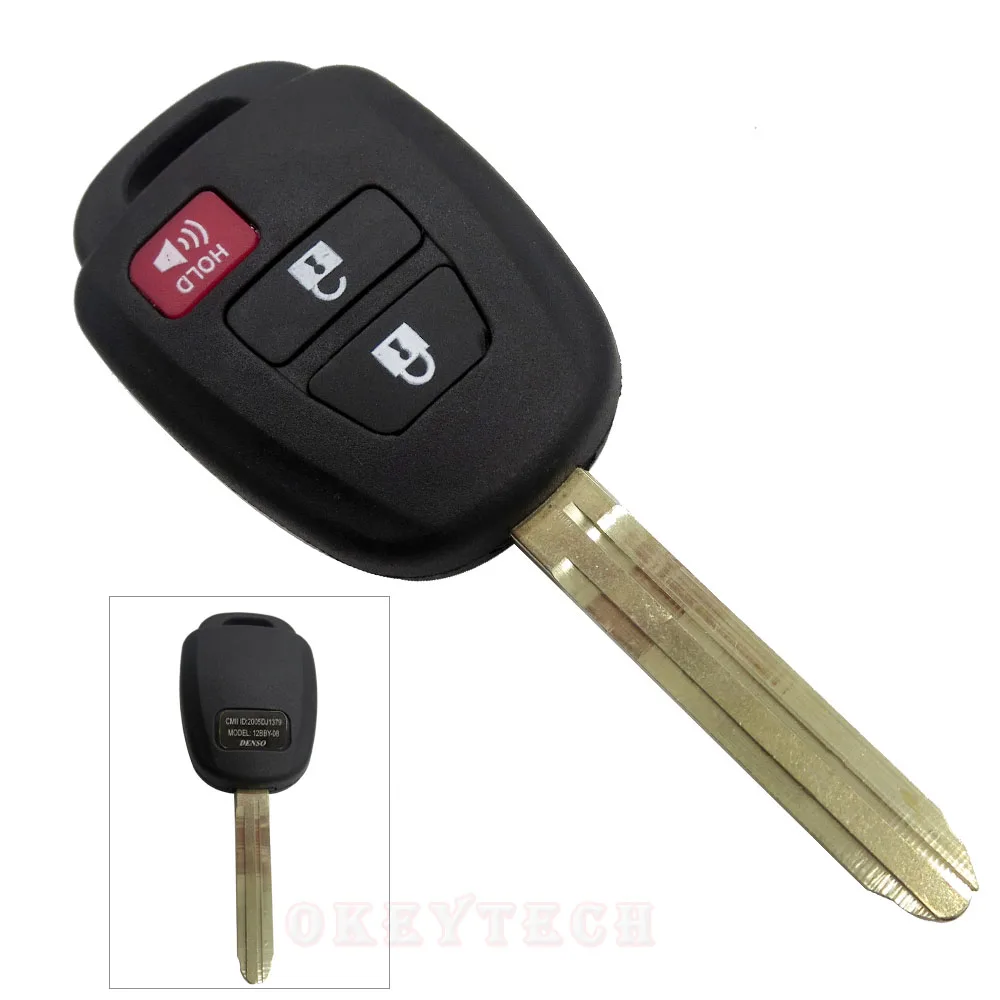 Автомобильный ключ OkeyTech для Toyota Camry 2 + 1 3 кнопки необработанный дистанционный Toy43