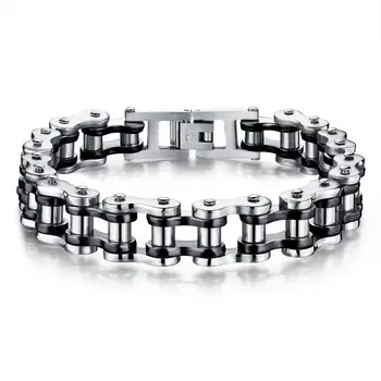 

Black or Gold Men's Bracelet Motorcycle Chain Bicycle Bracelet Stainless Steel pulsera hombre